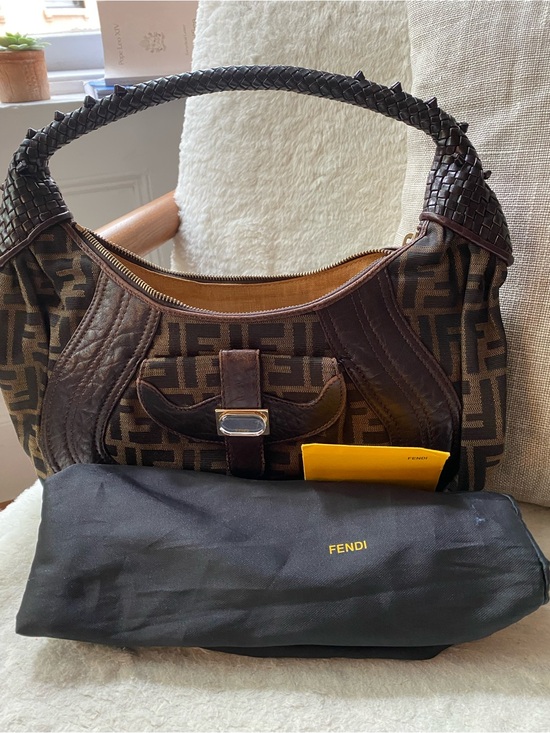 Fendi Handbags - Fendi Vintage Zucca FF Spy hobo bag with Nappa leather, Woven handle + Dust bag